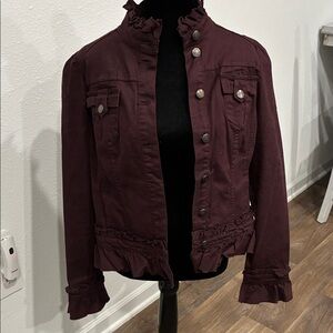 INC International Concepts Dark Burgundy Jean Jacket